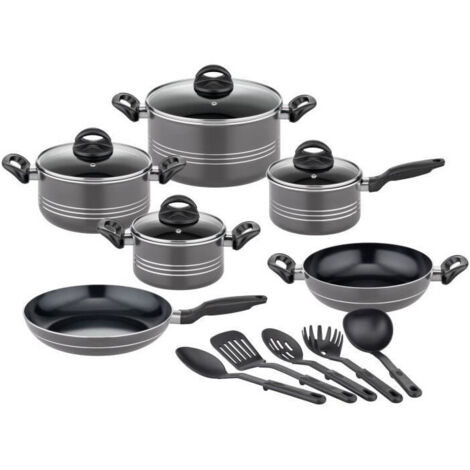 Batteria di pentole - Induzione - GSW - MILANO GREY - 15 pezzi - Alluminio massiccio - Grigio