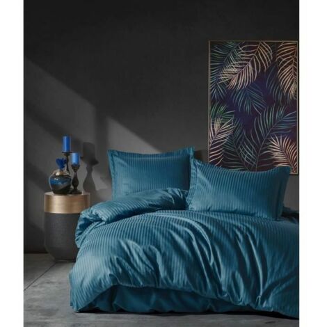 Sacco copripiumino 240 x 220 cm + 2 federe 60 x 60 cm Satinato di cotone Blu (1/5)