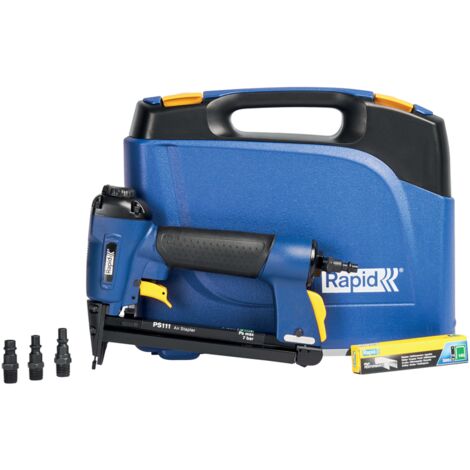 Rapid PS111 Graffatrice Pneumatica con Impugnatura Ergonomica per Graffette n. 140, Ricarica Rapida, Scarico dell'Aria Regolabile, Include Valigetta e 300 Graffette