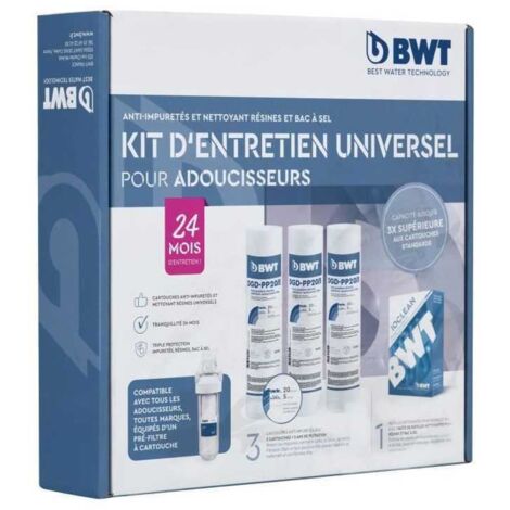 Kit di manutenzione universale BWT per addolcitori 3x B.SECURE 25 µm + IOCLEAN 24 mesi