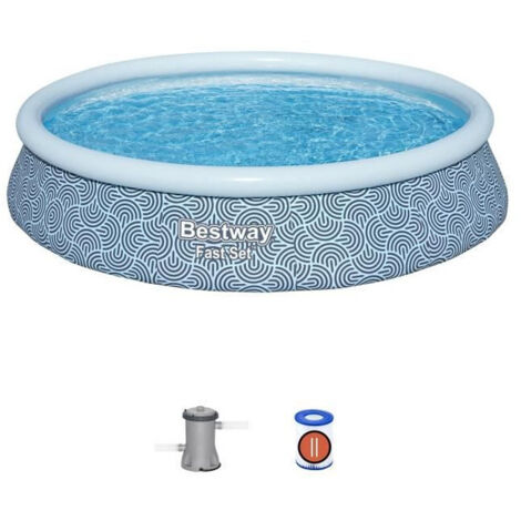 Kit piscina gonfiabile BESTWAY - Fast Set - 396 x 84 cm - Rotonda (Filtro a cartuccia, 1 cartuccia) (1/5)