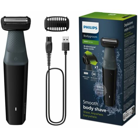 Philips BODYGROOM Serie 3000 BG3017 - Rifinitore Impermeabile per Corpo e Inguine, Nero