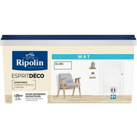 Vernice per interni RIPOLIN Esprit Déco bianco opaco monostrato 2,5 L (1/5)