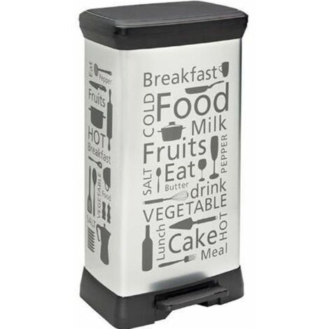 Curver Pattumiera a pedale Deco bin 50L, 39 x 29 x 73 cm, motivo cucina (205873)