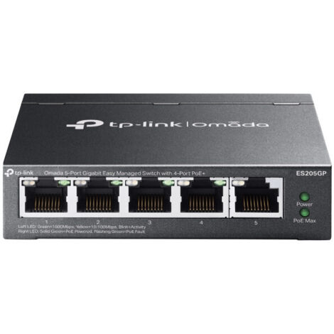 TP-Link Omada ES205G Gestito Gigabit Ethernet (10/100/1000) Supporto Power over Ethernet (PoE) Nero