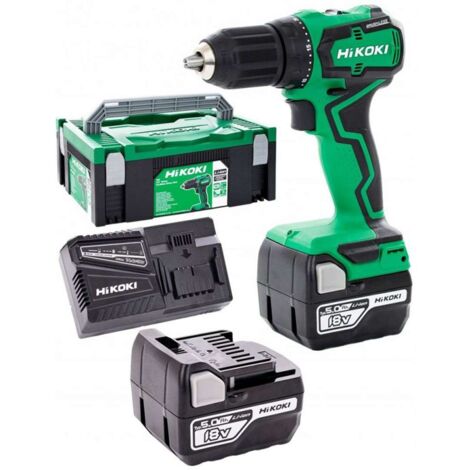 HiKOKI Utensili - Trapano avvitatore AKU 18V, 2x batteria 5,0 Ah Li-Ion, caricabatterie DS18DDWPZ