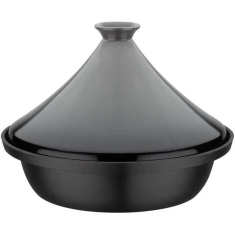 Tajine in ghisa massiccia - GSW - 30 x 22 cm - Coperchio in ceramica - Induzione - Grigio (1/3)