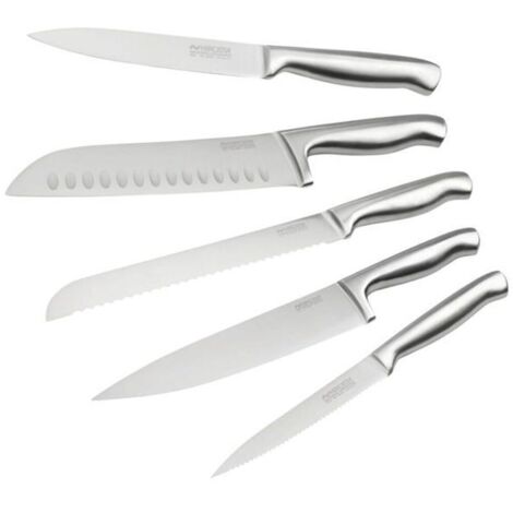 Ensemble de 5 couteaux de cuisine professionnels - NIROSTA - Inox - 24 a 33,5 cm