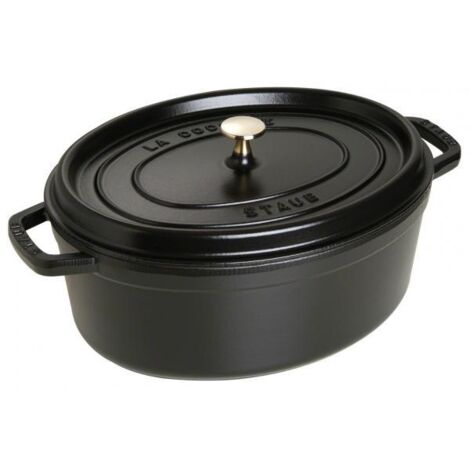 Cocotte rosolatrice ovale Staub in ghisa smaltata 33 cm 6,7 L nero (1/4)