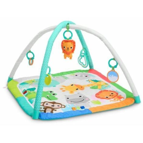 BRIGHT STARTS Tappeto da gioco evolutivo pieghevole per neonati - Giungla Blu - arco con giocattoli sensoriali e musicali, specchio (1/5)