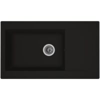 STRADOUR Lavello da cucina incassato 1 grande vasca + 1 scolapiatti Einna - Resina - 86 x 50 cm - Nero