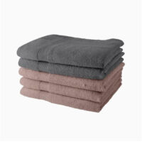 Lot de 5 Draps de Bain TODAY 70x130 cm 100% Coton - 3 roses des sables + 2 acier