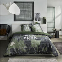Set di biancheria da letto - TODAY - JAVA - 2 persone - 240x220 cm - Cotone - Stampa New York - Verde