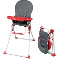 Sedia alta fissa BAMBIKID - Da 6 mesi - Unisex - Grigio e rosso