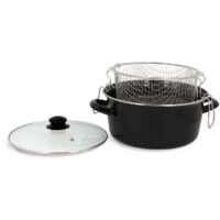 Friteuse - MENASTYL - 3645580 - En acier émaillé - Noir - 26 cm - Avec couvercle et panier - Tous feux dont induction