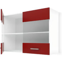 ULTRA Pensile da cucina con vetro L 80 cm - Rosso opaco