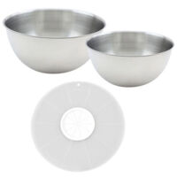 Set di 2 ciotole da preparazione con coperchio anti-spruzzo - FACKELMANN - Basic - 25 e 20,5 cm
