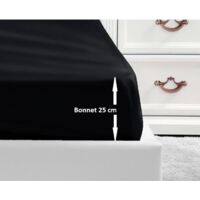 LOVELY HOME DRAP HOUSSE 100% COTON 90X190X25 CM NOIR