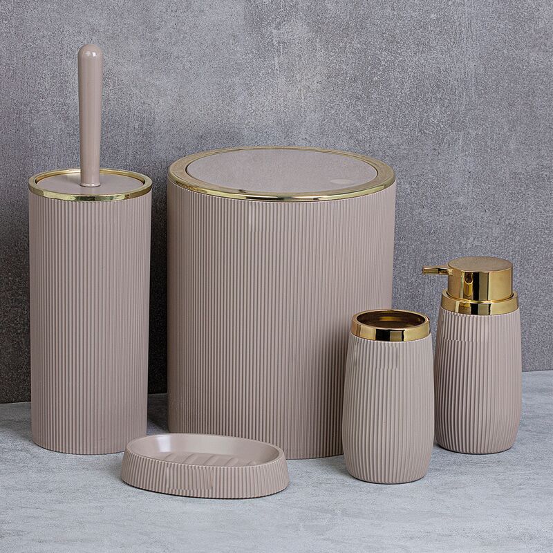 Set Accessori da Bagno Bianco-Oro Lucido Tondo Spazio - Pianetaffari