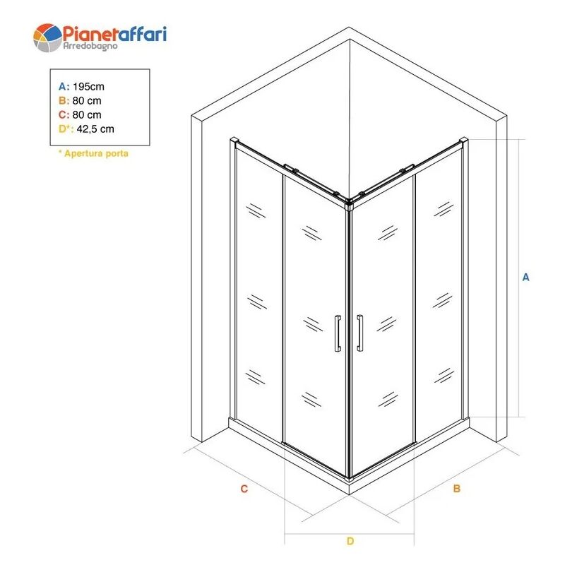 Box Doccia 70x120 cm Scorrevole - Pianetaffari