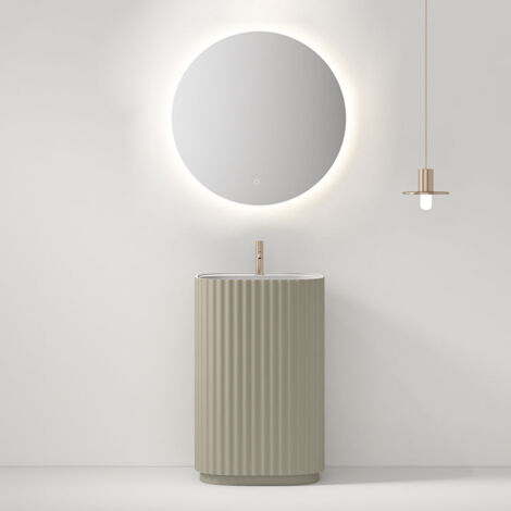 Lavabo Freestanding Reid 50 cm Tortora Specchio Tondo Retroilluminato - Meda (1/4)