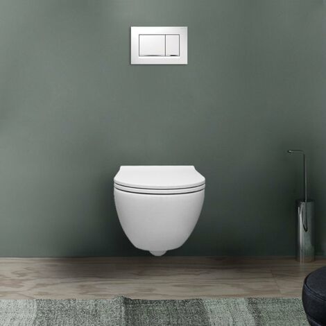 Wc Sospeso Senza Brida Enjoy con Coprivaso Slim Soft Close Incluso -  Ceramica Cielo