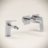 Set Miscelatori Lavabo a Parete e Bidet Con Piletta Click Clack Cromo - Sun