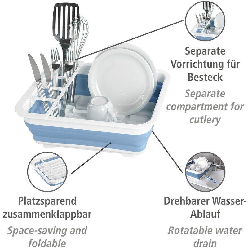 2x Escurridor de Platos para Fregadero con Bandeja,Organizador para Muebles  de Cocina 42x26,5x38cm Blanco