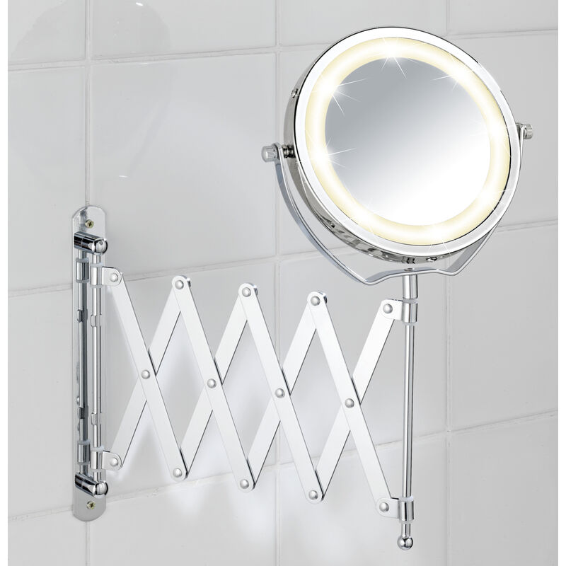 WENKO Espejo de pared ajustable con aumento y luz LED Brolo ideal