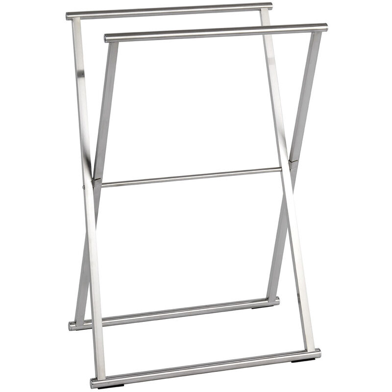 Wenko Toallero De pie acero inoxidable plata brillante 35x53.5x80.5 cm soporte secado barra perchero estante lava y en