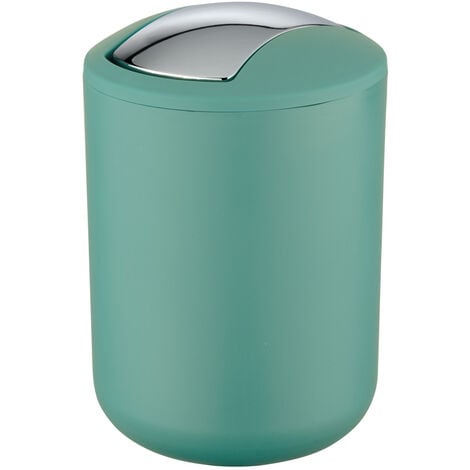 WENKO Cubo de basura con tapa oscilante papelera baño cocina Brasil S verde  2 L