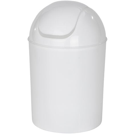 WENKO Cubo de basura con tapa oscilante papelera baño cocina Economic blanco  6 L