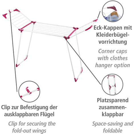 WENKO Tendederos para secar ropa colgardor colgar plegable de bañera Profi
