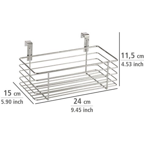 Panier suspendu WENKO métal chromé 24x15 cm rangement cuisine petit panier suspendu cuisine panier accroche porte rangement cuisine sans percer panier à suspendre sur porte panier suspendu métal