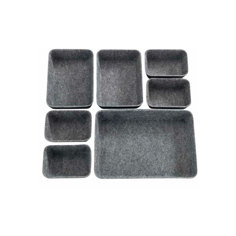 WENKO Organizer Per Cassetti In Feltro Riciclato – Set 7 Pezzi In Nero/Grigio, Dimensioni Variabili Per Ordine In Casa E Ufficio
