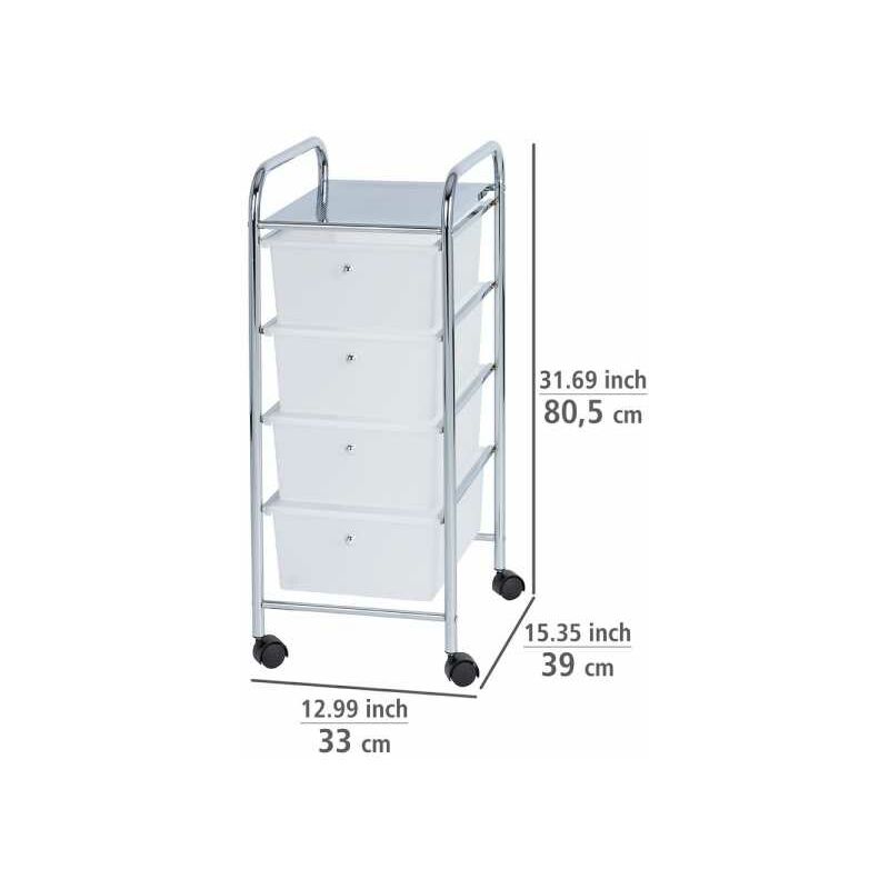 Carrello Bagno Wenko Messina - 4 Cassetti Trasparenti Con Rotelle - Acciaio Cromato 33x80.5x39cm - Foto 10