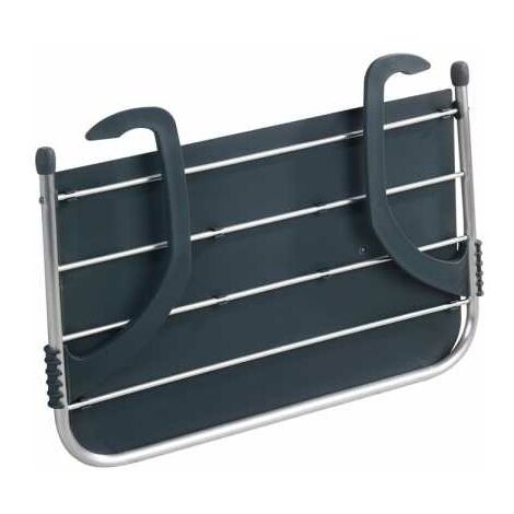 WENKO Stendibiancheria per balcone 2in1, stendino esterno e mensola sospesa, Pieghevole, Alluminio - Plastica, 53x34x16 cm, lucido - grigio