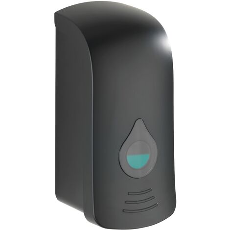 WENKO Dispenser per sapone liquido da muro Ranera L, dispenser per gel igienizzante da muro, senza bisogno di forare, Capacità 740 ml, Plastica, 10,5x24,5x10,5 cm, nero