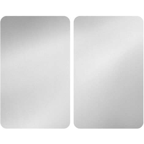 WENKO Protezione per piano cottura, copertura per piano cottura in vetro, Set di 2, vetro temperato, 30x52 cm, argento