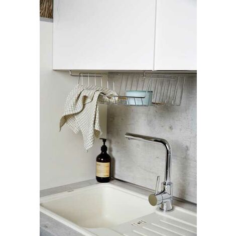 Smart Design Organizer da dispensa a 6 ripiani con 6 cestini completi, in acciaio e resina regolabile con staffe stabilizzanti per eliminare l'oscillazione, portaspezie da cucina montabile a parete
