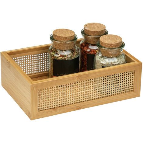 Cesto Decorativo In Rattan Con Coperchio - Organizzatore Per Vestiti E Casa 32x22x18cm