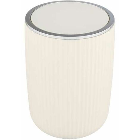 WENKO Piccolo Cestino da Bagno Agropoli L, Cestino con coperchio basculante, Capacità 5,5L, Plastica superficie satinata senza BPA, Ø19x27 cm, Bianco crema