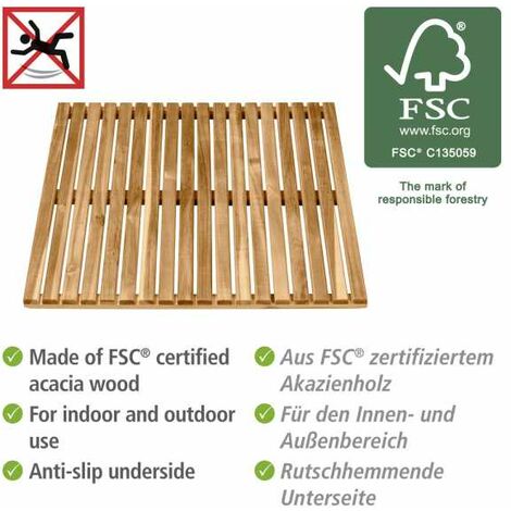 Tappetino Bagno In Legno Acacia 80x50cm - Antiscivolo, Pedana Doccia, Sauna, Igienico E Facile Da Pulire - Foto 9