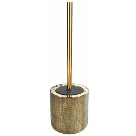 WENKO Spazzolino WC Rivara, Spazzolino WC nero, Ceramica con rilievo dipinto a mano, Ø 11,5 x 12,7 cm, dorato