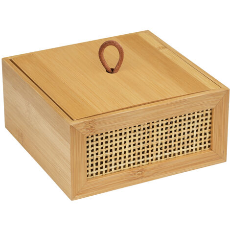 Huaxin – Set Di 2 Scatole Decorative In Rattan E Vetro Con Coperchio, Rettangolari, Stile Bohémien Per Organizer E Regali