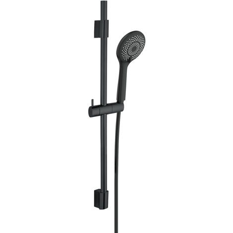 WENKO Set Doccia Risparmio Acqua Nero, Lunghezza Asta: 70 cm, Nero, Acciaio Inossidabile Nero (1/5)