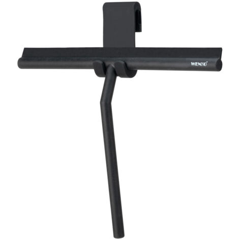 WENKO Raschietto per Bagno Mola in Silicone XXL Nero, Superficie di Pulizia Extra Larga, Nero, Silicone Nero, Acciaio Inossidabile