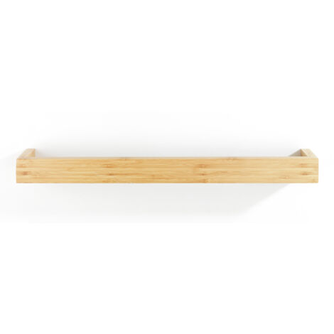 WENKO Portasciugamani da parete per bagno Bambusa, Portasciugamani in legno di bambù per bagno, 60x9x5 cm, marrone