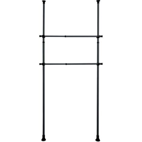 WENKO Barra appendiabiti Herkules, set di 2, accessorio in metallo per armadi o come attaccapanni, compatibile con il sistema telescopico, supporti in plastica inclusi, estensibile fino a 120 cm, nero