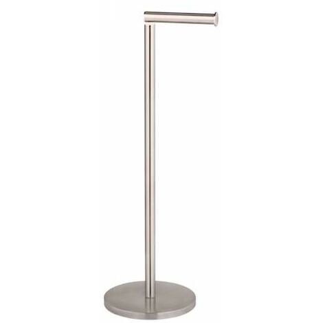 WENKO Piantana portarotolo e scopino WC 2 in 1 opaco acciaio inossidabile - Portascopino WC e portarotolo di scorta in uno, salvaspazio, Acciaio inossidabile, 21 x 55 x 17 cm, Opaco